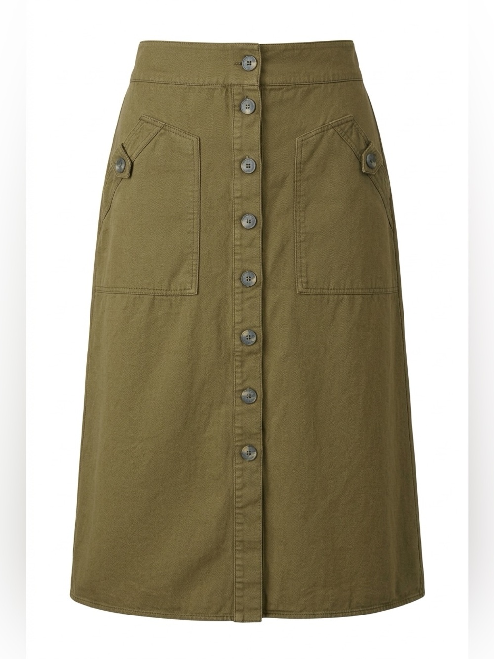 🍁Maeve by Anthropologie Olive Green Button-Front Midi Skirt